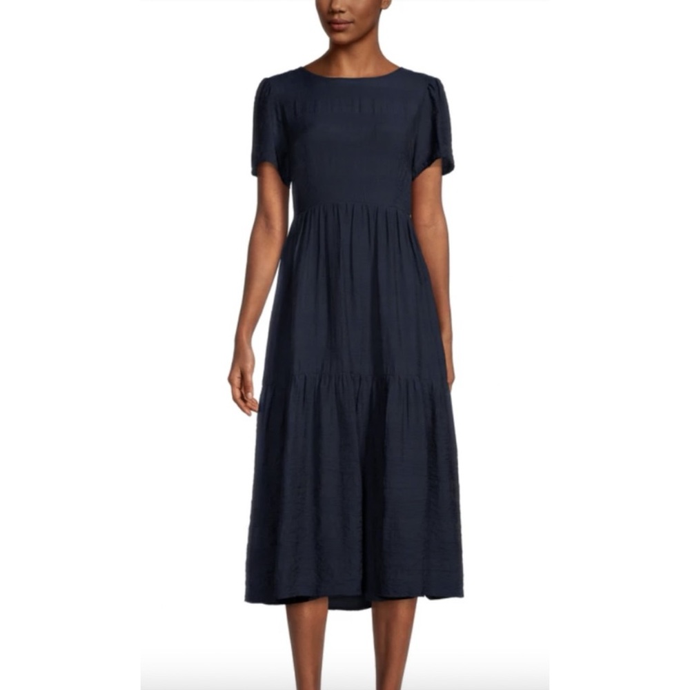 Ann Taylor Factory Navy Blue Tiered Summer Dress